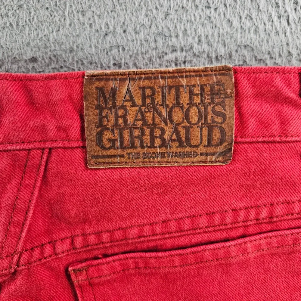 Marithe Francois Girbaud Vintage Red Denim Shorts Womens 7/8 High Rise USA VTG